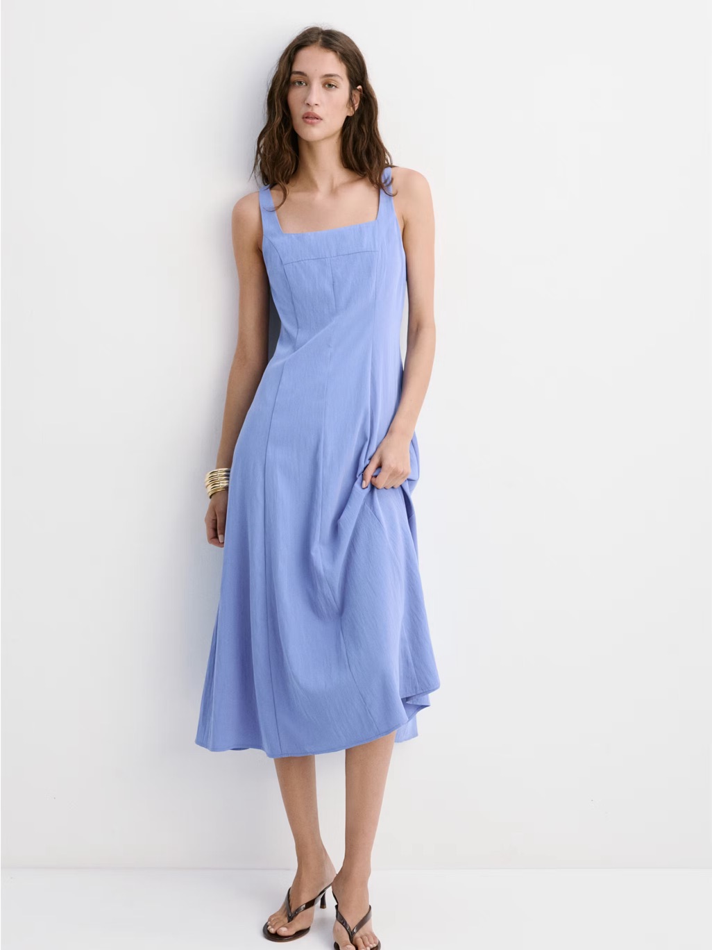 Nwt (Size 6) Mango Crinkle-Effect A-Line Dress